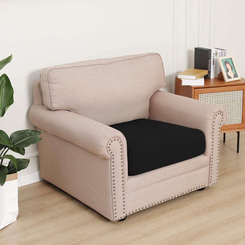 Easy-Going Stretch Cushion Cover Sofa Cushion Furniture Protector Sofa Seat Sofa slipcover Sofa Cover Soft Flexibility with Elastic Bottom(Chair Cushion,Black) - Image 2